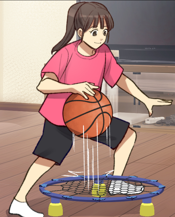 エアドリブルⓇでドリブルする子どものイラスト