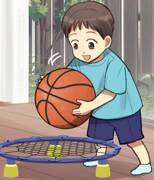 エアドリブルⓇでドリブルする子どものイラスト